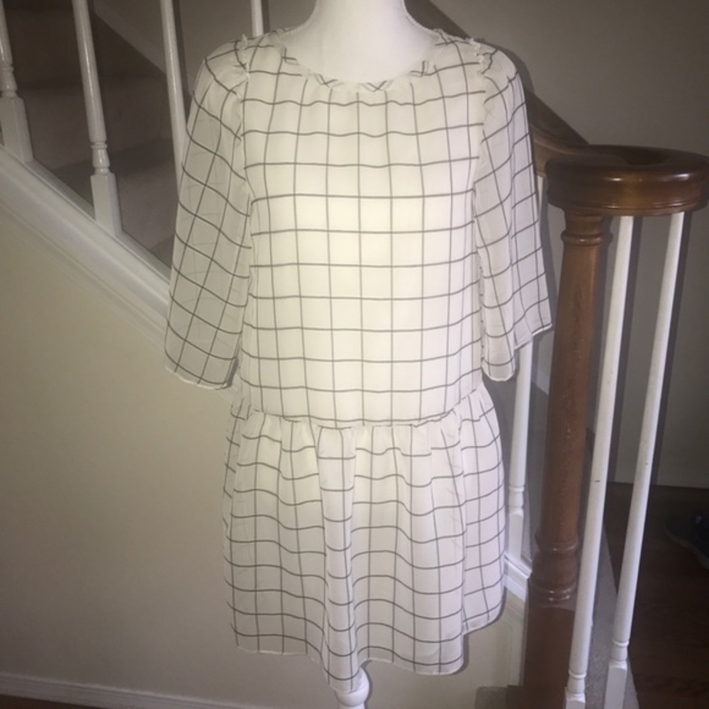 Boutique‎ The Korner windowpane dress black white S